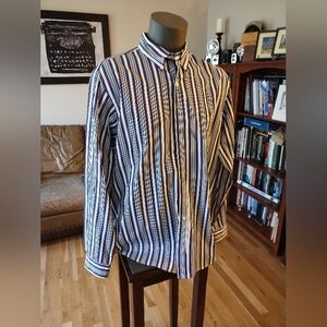 Ralph Lauren Long Sleeve Shirt White With Purple Stripes Size 17.5 / XL